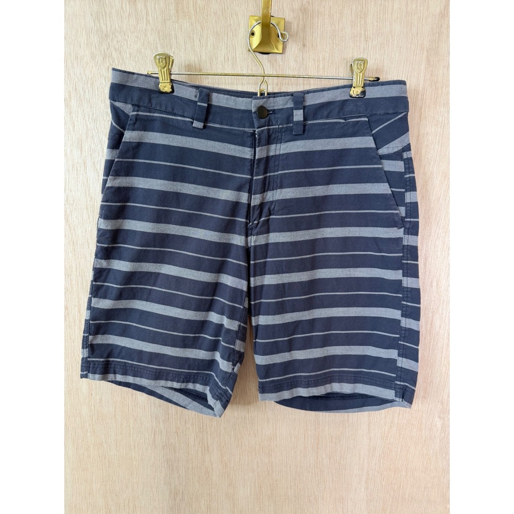 Lululemon Athletica Mens Striped Commission Shorts Navy Blue Grey Size 32